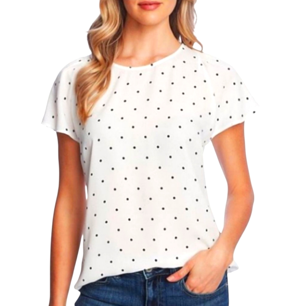 CeCe Sheraden Flutter Sleeve Polka Dot Blouse Top
